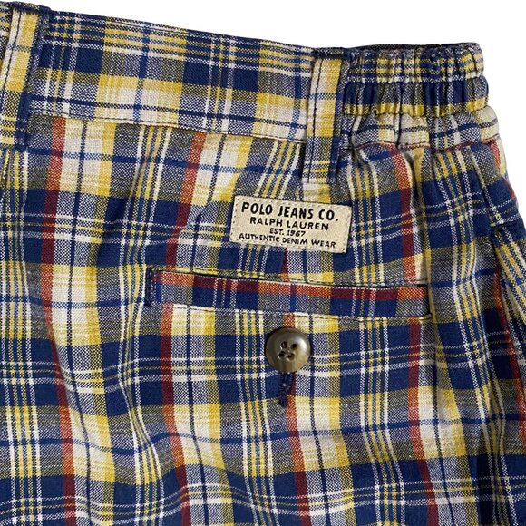 Polo Jeans Co. Ralph Lauren Boys Plaid Shorts Size 6 Blue Preppy Lakeside Summer - Picture 3 of 5